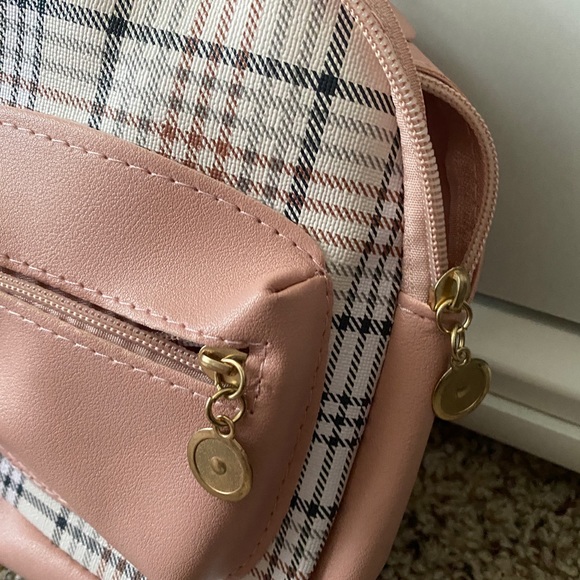Shein Mini Pink Plaid Backpack - Picture 4 of 11
